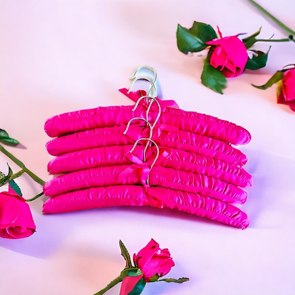 None Other - Pink Satin Padded Hangers - Set of 5